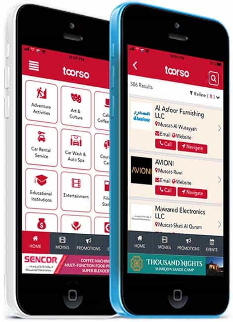 front page & inner page of toorso.com opened in two mobiles|Web Deisgning Company in 
        kerala
